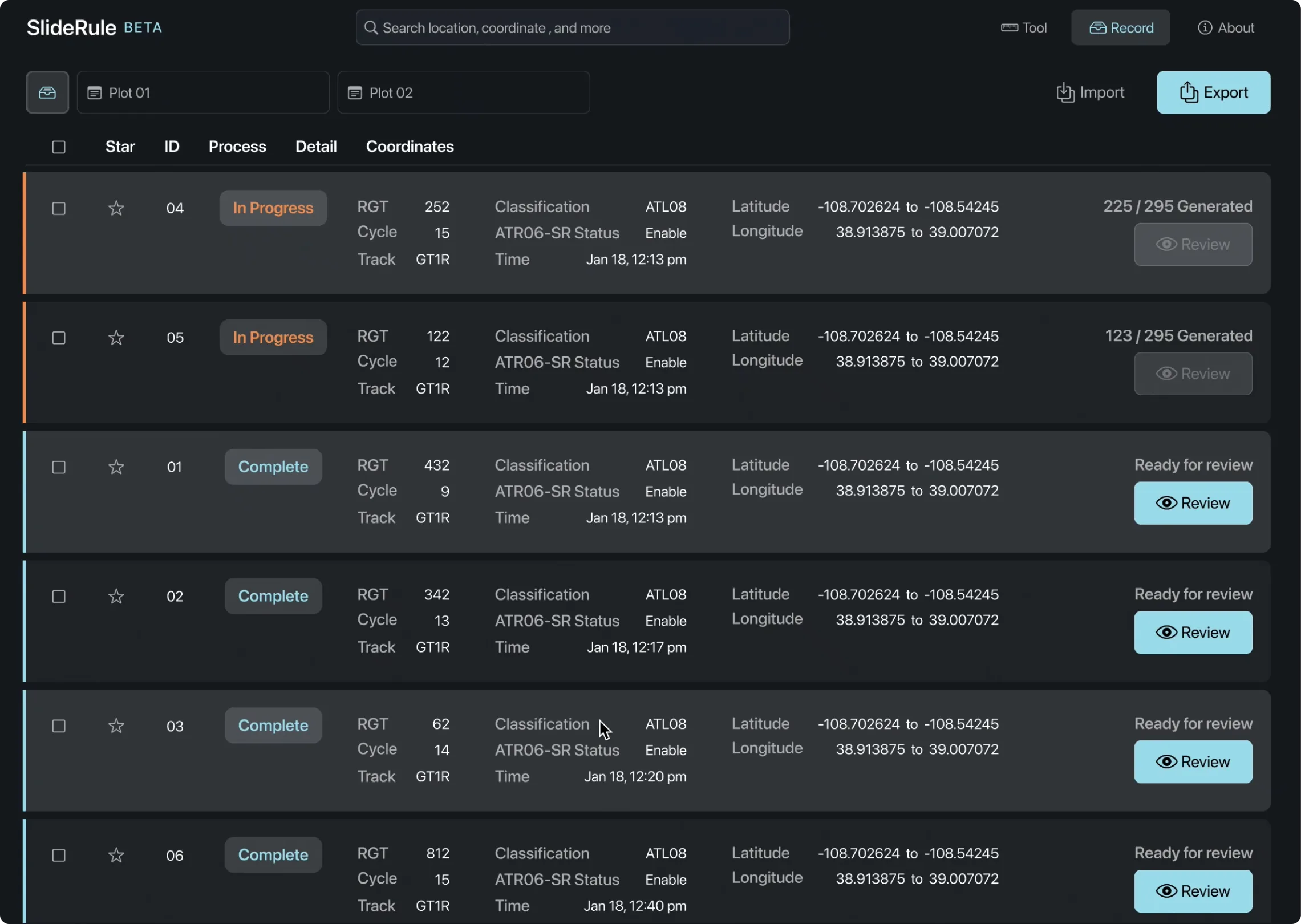 Allow multiple requests to be submitted simultaneously, each has its parameter settings, status label, and coordinates