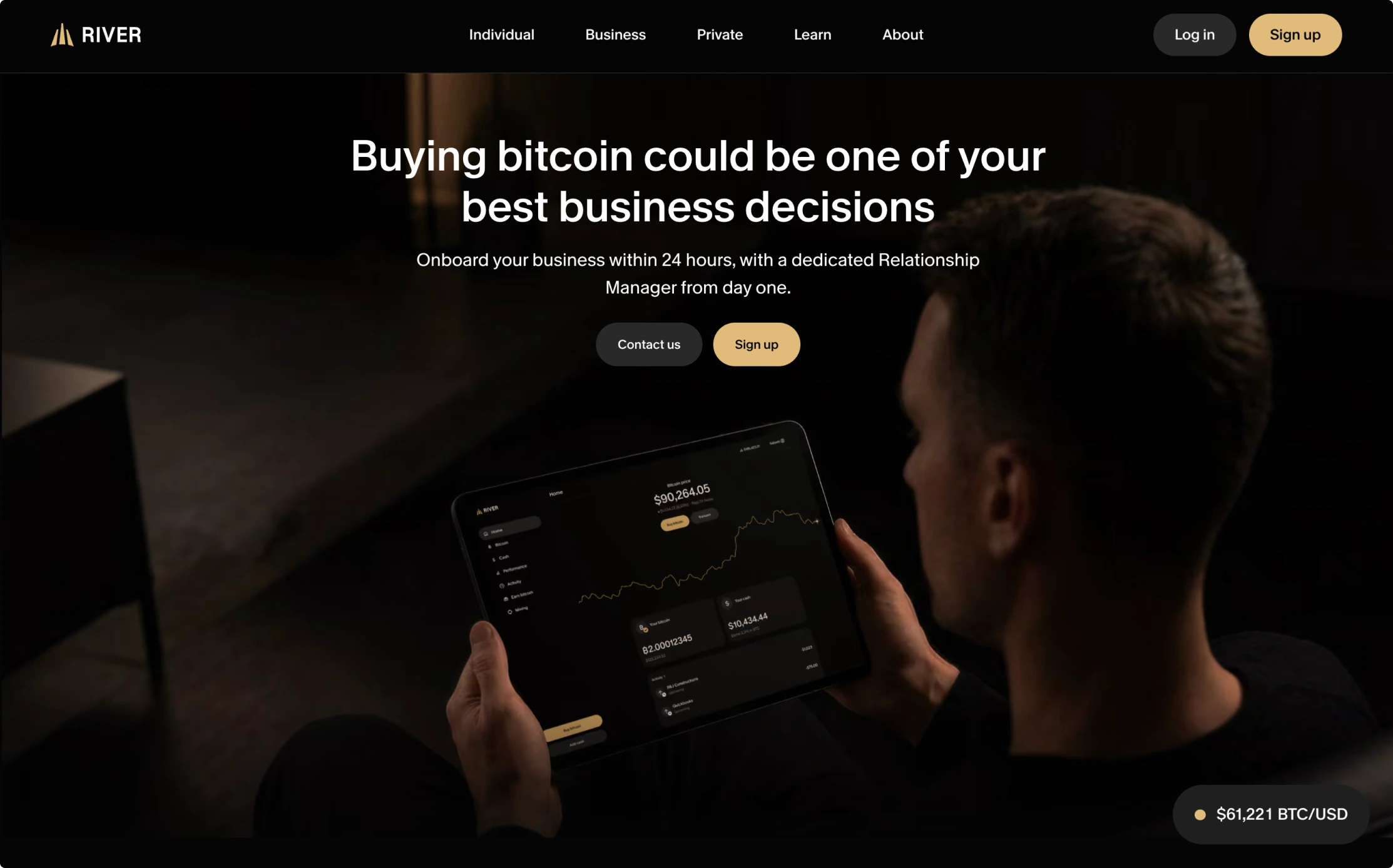 River marketing website hero