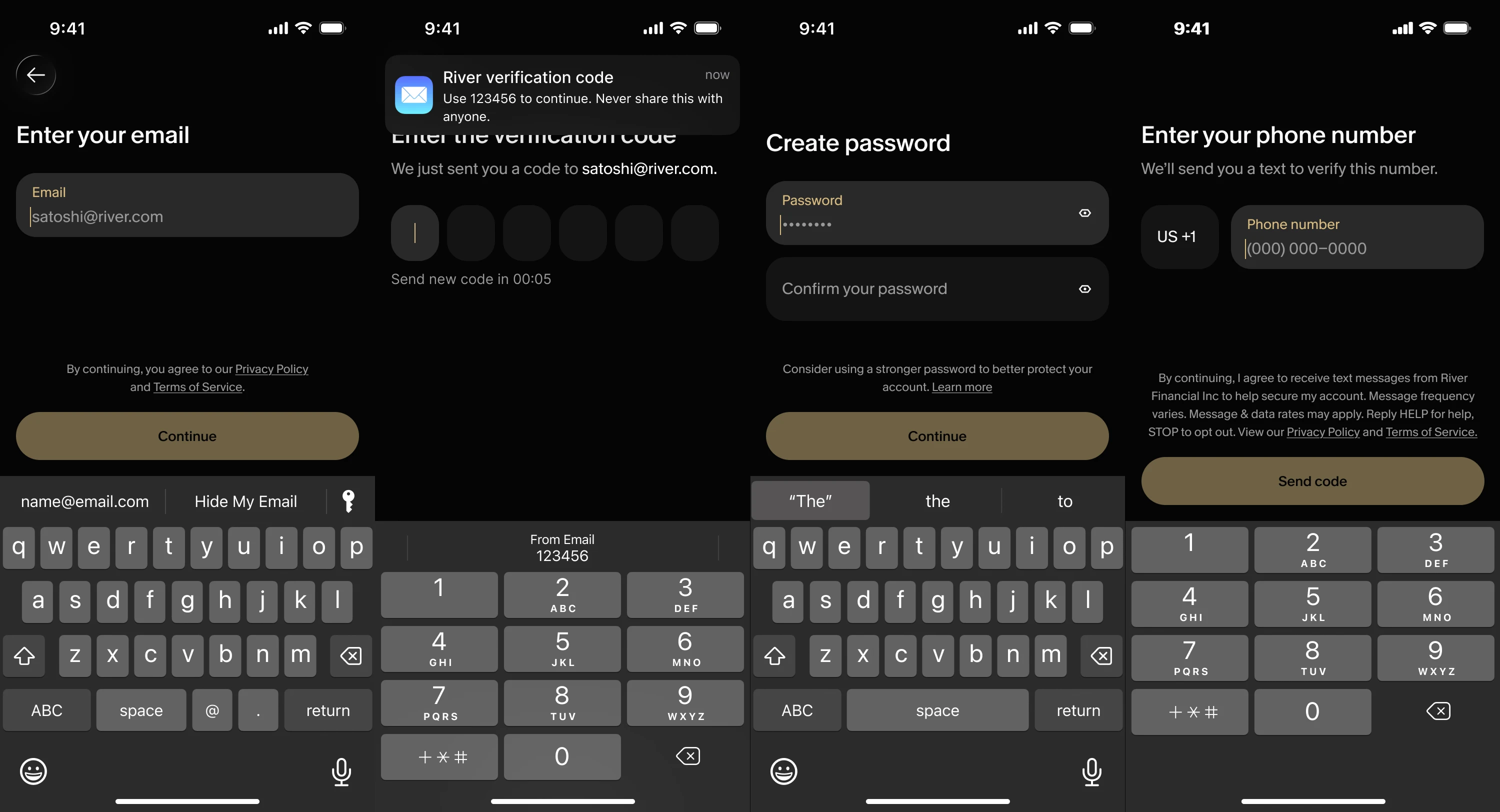 Design — account creation flow